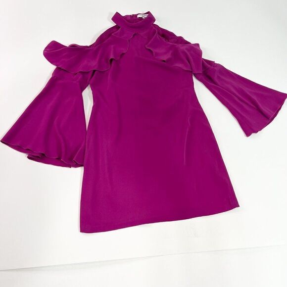 Kobi Halperin Dress Womens Medium Purple Halter Neck Cold Shoulder Zip Sheath - Picture 1 of 8